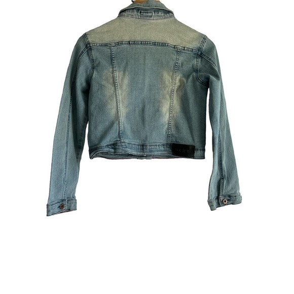 DKNY Size XL Junior Cropped Denim Jacket Light Wash Y2K - Picture 2 of 6